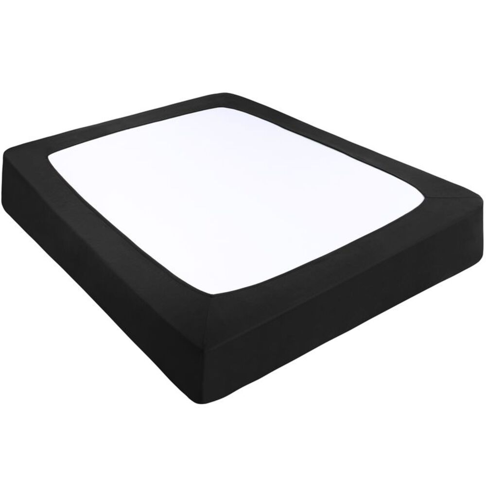 Box Spring Cover Wrap Around 4 Sides Bed Skirt Queen Black